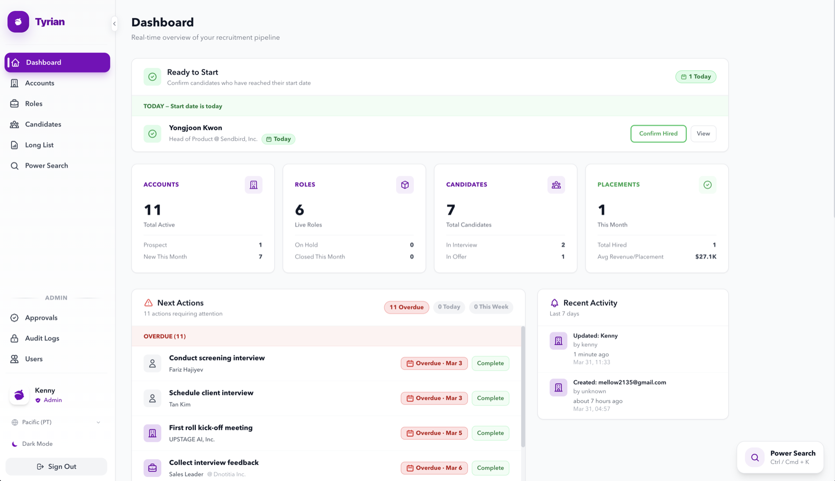 Tyrian dashboard preview